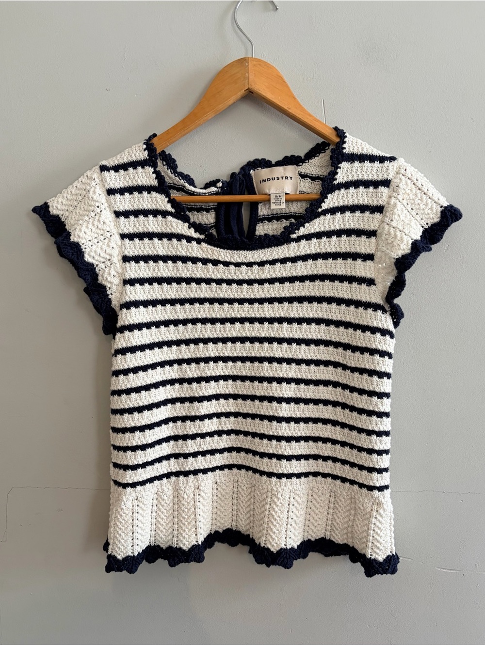 INDUSTRY Knit Crochet Ruffle Sweater Top Sz S